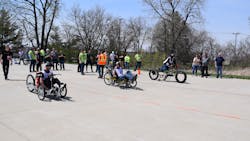 University students race their vehicle designs created using fluid power technologies as part of the Fluid Power Vehicle Challenge. University students race their vehicle designs created using fluid power technologies as part of the Fluid Power Vehicle Challenge.
