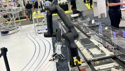 Bosch Rexroth demonstrated the capabilities of Kassow's 7-axis cobot which provides an expanded reach for manufacturing operations. Bosch Rexroth demonstrated the capabilities of Kassow's 7-axis cobot which provides an expanded reach for manufacturing operations.