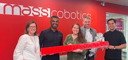 MassRobotics and maxon celebrate the forming of a new partnership to aid advancement of motion control technologies for robotics. From left to right: Colleen Anderson, Director of Community and Events at MassRobotics; Biren Patel, Business Development Manager at maxon; Debora Setters, National Marketing Manager at maxon; Carsten Horn, Application Engineering Manager at maxon; and Juan Necochea, Director of Strategic Partnerships at MassRobotics.