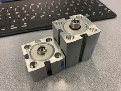 The ADN-S pneumatic cylinders feature a smaller housing for use in space-constrained applications. The ADN-S pneumatic cylinders feature a smaller housing for use in space-constrained applications.