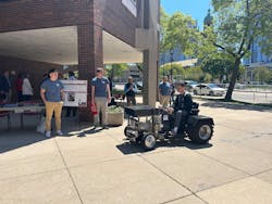 MSOE students who electrified a tractor for their senior project provided a demo of the tractor which they said ran quieter than the previous engine-driven version. MSOE students who electrified a tractor for their senior project provided a demo of the tractor which they said ran quieter than the previous engine-driven version.