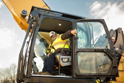 Joystick steering, made possible through use of electrohydraulics, provides more space and improved visibility in the operator cab. Joystick steering, made possible through use of electrohydraulics, provides more space and improved visibility in the operator cab.