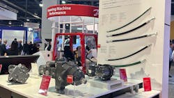 At IFPE 2023, Danfoss displayed its range of hydraulic components for various machine applications, such as those pictured which are suited for excavators.