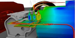 Ansys 2023 R2 simulation software includes a range of new features, including the ability to assess a full electric vehicle power electronics electrothermal workflow (pictured).