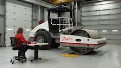 Danfoss is researching and developing autonomous systems for a range of off-highway equipment such as soil compactors (pictured) which present a good use case for autonomy due to the defined number of tasks these machines do. Danfoss is researching and developing autonomous systems for a range of off-highway equipment such as soil compactors (pictured) which present a good use case for autonomy due to the defined number of tasks these machines do.