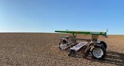 Farmdroid robot conducting seeding operation in farm field