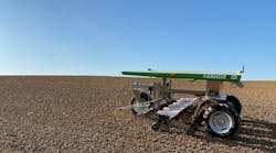 Farmdroid robot conducting seeding operation in farm field
