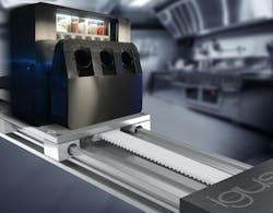 The compact and maintenance-free timing belt axes from igus ensure fast, safe preparation of dishes in the Cook-e robotic kitchen. The compact and maintenance-free timing belt axes from igus ensure fast, safe preparation of dishes in the Cook-e robotic kitchen.