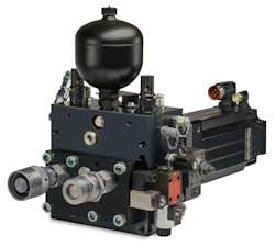The Moog Electrohydrostatic Pump System is comprised of a standardized manifold with hydraulic accumulator and Moog’s Electrohydrostatic Pump Unit, a compact device that enables creation of a decentralized system. The Moog Electrohydrostatic Pump System is comprised of a standardized manifold with hydraulic accumulator and Moog’s Electrohydrostatic Pump Unit, a compact device that enables creation of a decentralized system.