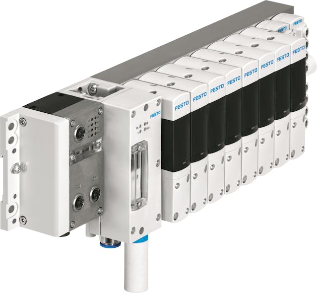 The Festo VTEM Motion Terminal is a cyber-physical pneumatic-motion-control system comprised of digital valves utilizing piezo technology to change functionality based on various combinations of downloadable motion apps.