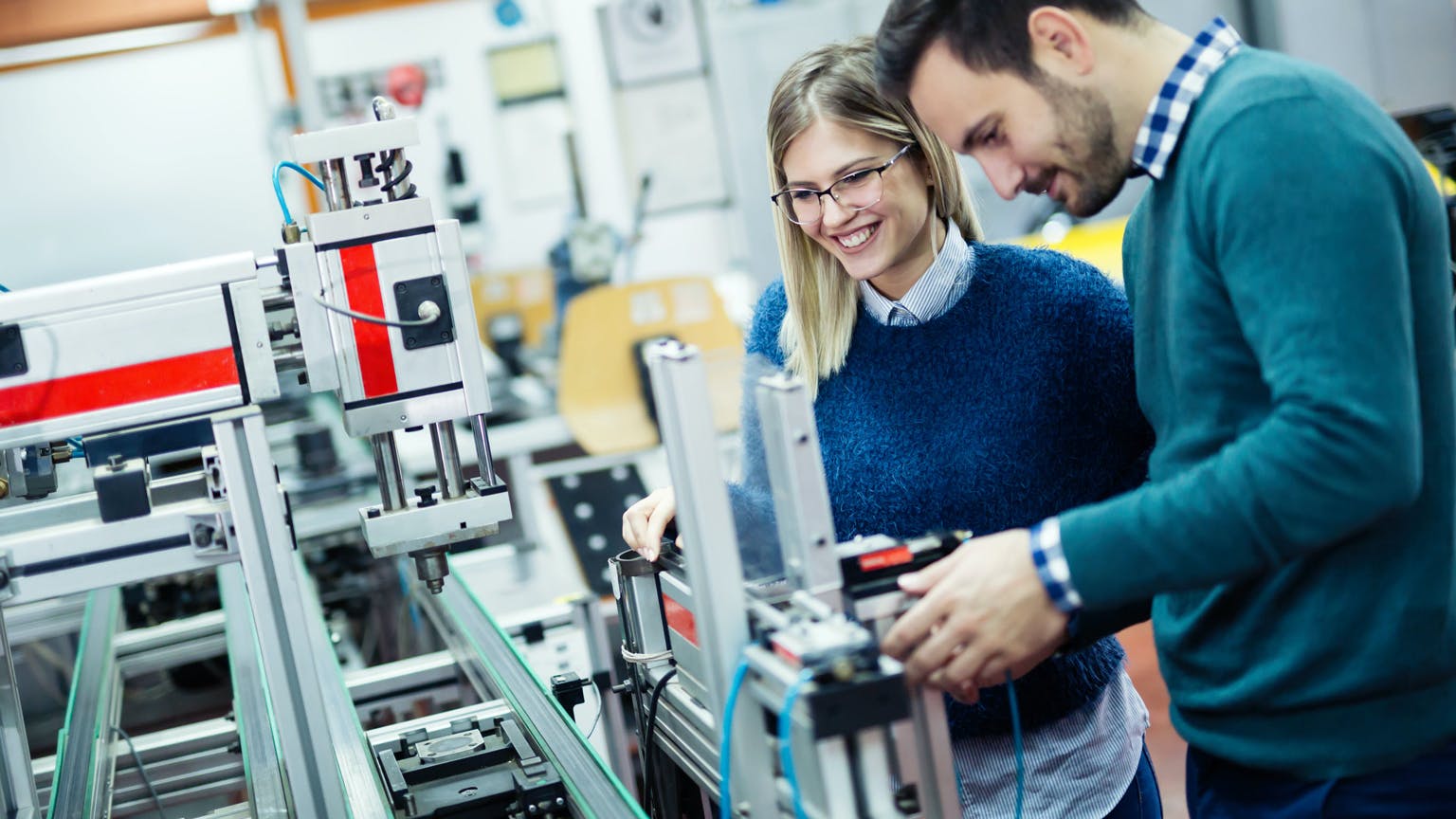 Engineers collaborating on design project