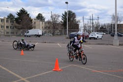Students competing in the NFPA Fluid Power Vehicle Challenge build a bicycle powered by hydraulics and pneumatics, then race their vehicles in a set of challenges.