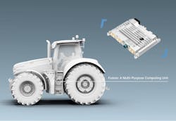 Fusion is a computing unit equipped with AI to enable smarter machine functions such as precise spraying of crops. Fusion is a computing unit equipped with AI to enable smarter machine functions such as precise spraying of crops.