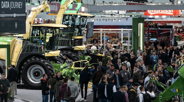 Agricultural equipment and crowds at Agritechnica 2023