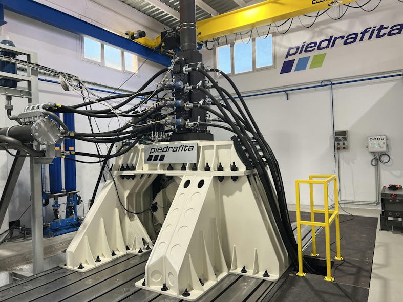 Incorporation of various Moog hydraulic motion control components, including custom digital servo valves, enables the Piedrafita test rig to achieve high levels of force, velocity and acceleration.