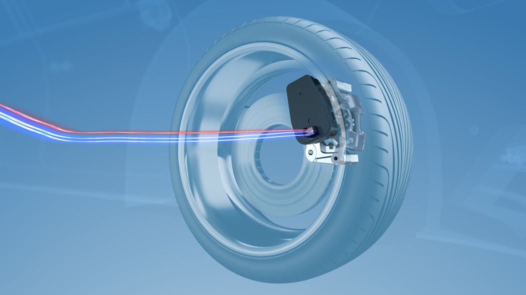 Braking force in the ZF brake-by-wire system is generated by electric motors instead of a hydraulic system.