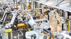 Robots aiding production of cars