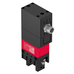 The Afag SGE-40-P-IOL smart electric gripper can grip up to eight different workpieces. The SGE-40-P-IOL provides four-stage adjustable gripper force through IO-Link for easy adjustments to sensitive workpieces. The Afag SGE-40-P-IOL smart electric gripper can grip up to eight different workpieces. The SGE-40-P-IOL provides four-stage adjustable gripper force through IO-Link for easy adjustments to sensitive workpieces.