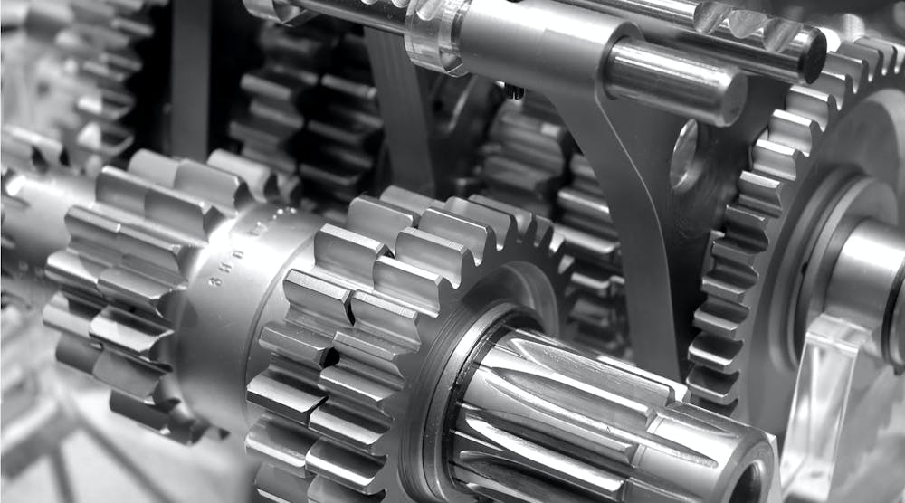 close up of industrial geared components