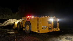 The Cat R1700 XE LHD underground loader is equipped with an onboard battery, enabling zero-emissions operation which is particularly beneficial in underground mining applications.