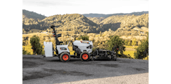 The Bobcat AT450X is an all-electric and autonomous articulated tractor which allows for autonomous or remote operation of various farming tasks.