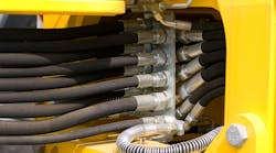 hydraulic hoses installed on mobile machinery