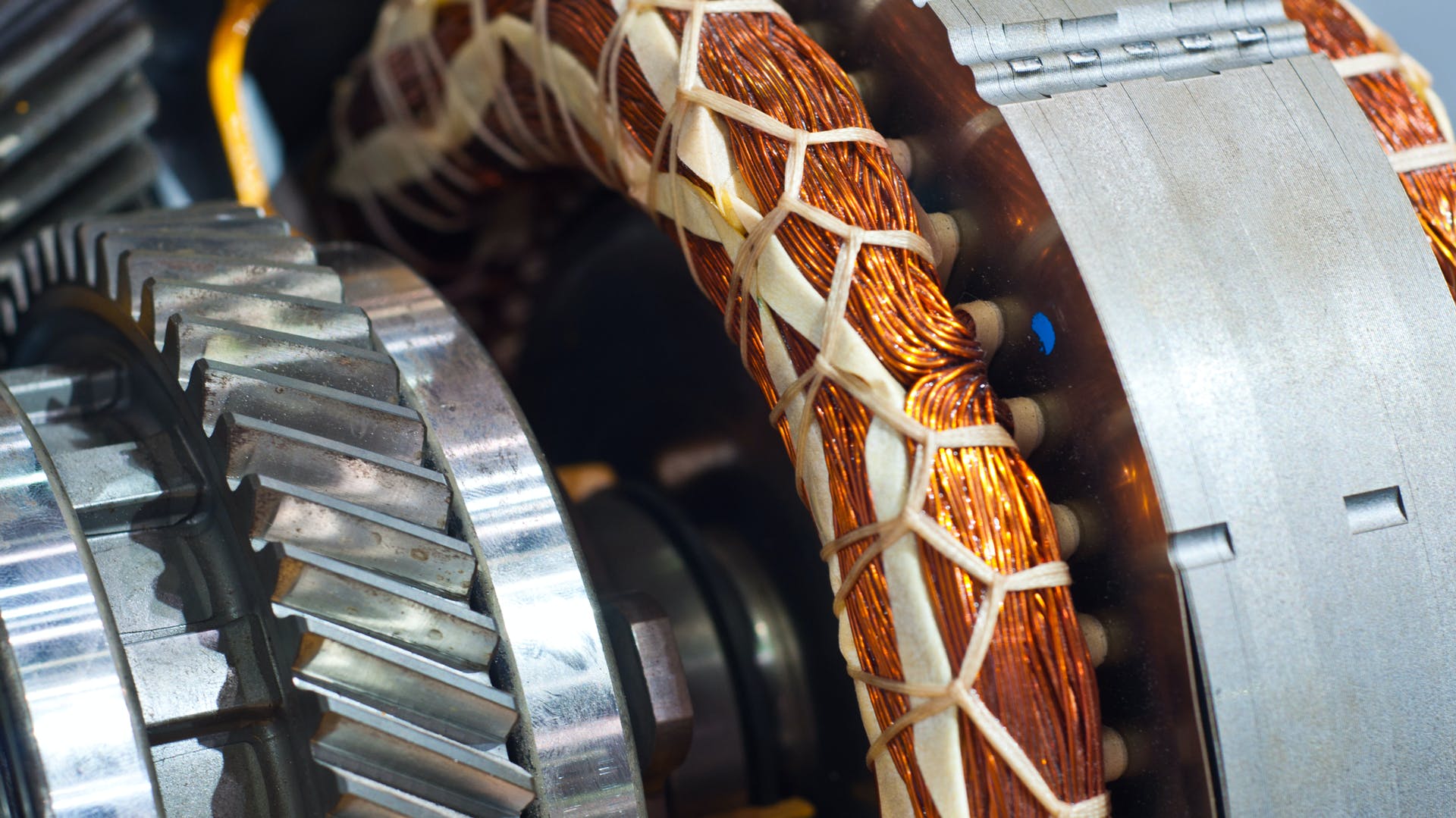 a closeup of the copper wiring in an electric motor