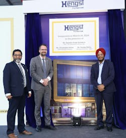 Company leaders and customers helped inaugurate the new Hengst Filtration manufacturing facility in India including (from left to right) Sandip Mehta, MD, Hengst India; Christopher Heine, Group CEO, Hengst Filtration; and Rajinder Singh Sachdeva, COO, VE Commercial Vehicles Ltd. Company leaders and customers helped inaugurate the new Hengst Filtration manufacturing facility in India including (from left to right) Sandip Mehta, MD, Hengst India; Christopher Heine, Group CEO, Hengst Filtration; and Rajinder Singh Sachdeva, COO, VE Commercial Vehicles Ltd.