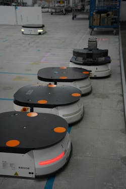 The LexxPluss mobile conveyancing robots are equipped with multi-sensor safety technology combining LiDAR sensors, ultrasonic sensors and depth cameras to ensure they can operate safely and collaboratively with a human workforce.