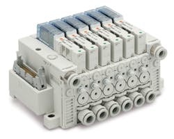 Newer vacuum venturis, such as the pictured ZK2 Series Vacuum Ejector from SMC, are typically equipped with an automatic shutoff which enables the compressed air supply to be turned off when a sufficient level of vacuum is achieved. Newer vacuum venturis, such as the pictured ZK2 Series Vacuum Ejector from SMC, are typically equipped with an automatic shutoff which enables the compressed air supply to be turned off when a sufficient level of vacuum is achieved.