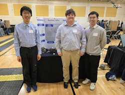 Team 15 worked on a project to improve Burling Valve regulators for superheated steam applications. From left: Vincent Zhi, Hunter Kepner and Christopher Kurniawan. Team 15 worked on a project to improve Burling Valve regulators for superheated steam applications. From left: Vincent Zhi, Hunter Kepner and Christopher Kurniawan.