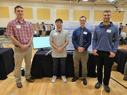 The members of Team 16 tackled an acoustic position sensor project. From left: TJ Manifold, Nico Macchiavello, Jacob Nicholson and Ian Cockrell. Not pictured: Jason Ripper The members of Team 16 tackled an acoustic position sensor project. From left: TJ Manifold, Nico Macchiavello, Jacob Nicholson and Ian Cockrell. Not pictured: Jason Ripper