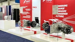 FPT Industrial highlighted several of its newly developed electric powertrain technologies, including electric axles and a central drive, which help to power various types of medium- and heavy-duty vehicles. FPT Industrial highlighted several of its newly developed electric powertrain technologies, including electric axles and a central drive, which help to power various types of medium- and heavy-duty vehicles.