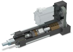 Use of the Tolomatic RSX electric linear actuator, featuring a reverse-parallel mounted motor, enabled a barrel manufacturer to maintain the high forces it achieved with its previous hydraulic system. Use of the Tolomatic RSX electric linear actuator, featuring a reverse-parallel mounted motor, enabled a barrel manufacturer to maintain the high forces it achieved with its previous hydraulic system.