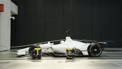 An Indy Car undergoing aerodynamics testing at the Honda Automotive Laboratories of Ohio facility. Moog microhydraulic valves are used as part of a system which controls the ride height, pitch, and roll, preventing a vehicle from oscillating at high downforce levels during aerodynamic tests. An Indy Car undergoing aerodynamics testing at the Honda Automotive Laboratories of Ohio facility. Moog microhydraulic valves are used as part of a system which controls the ride height, pitch, and roll, preventing a vehicle from oscillating at high downforce levels during aerodynamic tests.