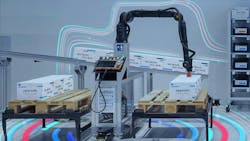 A complete palletizing system with collaborative robots and various Bosch Rexroth technologies will be demonstrated by the company at its PACK EXPO booth. A complete palletizing system with collaborative robots and various Bosch Rexroth technologies will be demonstrated by the company at its PACK EXPO booth.