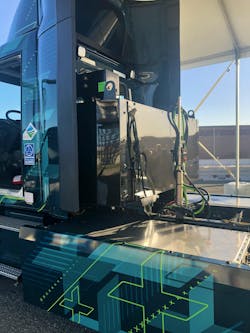 The battery pack setup on a Volvo Trucks electric truck The battery pack setup on a Volvo Trucks electric truck