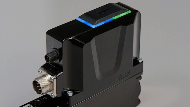 A closeup of an LED display on a Parker Hannifin hydraulic valve provides status information