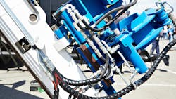 Hydraulic hoses and fittings on a piece of drilling equipment Hydraulic hoses and fittings on a piece of drilling equipment