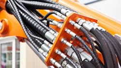 Hydraulic hoses and fittings on a machine Hydraulic hoses and fittings on a machine