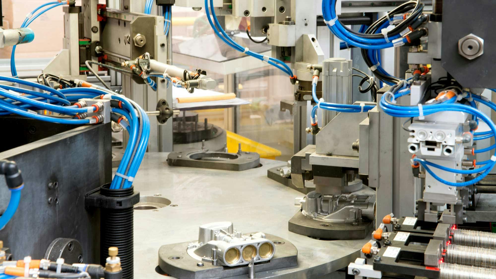 A close up on an industrial automation setup