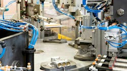 A close up on an industrial automation setup A close up on an industrial automation setup