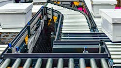 An image of a pop-up diverter system with angled belt diverter modules fixed at 90 degrees An image of a pop-up diverter system with angled belt diverter modules fixed at 90 degrees