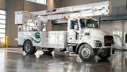 An electric bucket truck developed by Mack Trucks and Terex An electric bucket truck developed by Mack Trucks and Terex