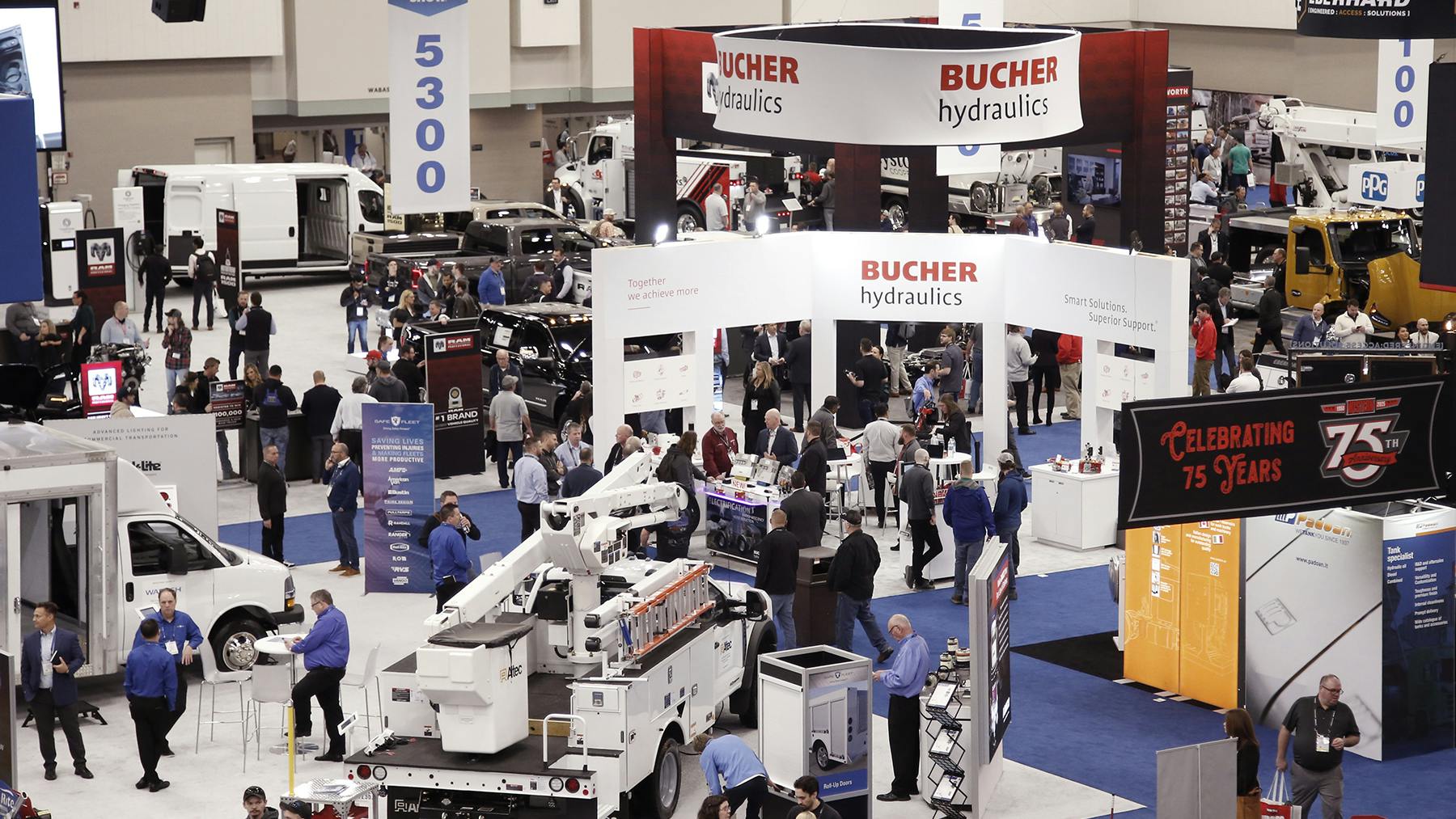 An aerial view of the Work Truck Week exhibit hall