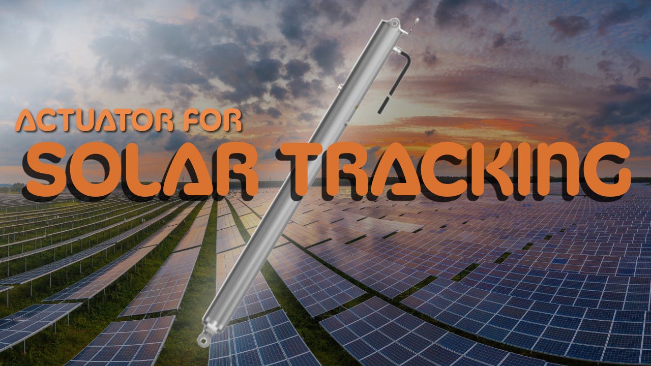 An image of the Schaeffler in-line actuator superimposed over solar panels