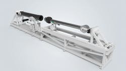 A hydraulic cylinder on a test bench A hydraulic cylinder on a test bench