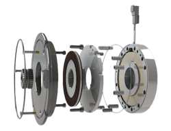 A blown out view of an electromagnetic brake A blown out view of an electromagnetic brake