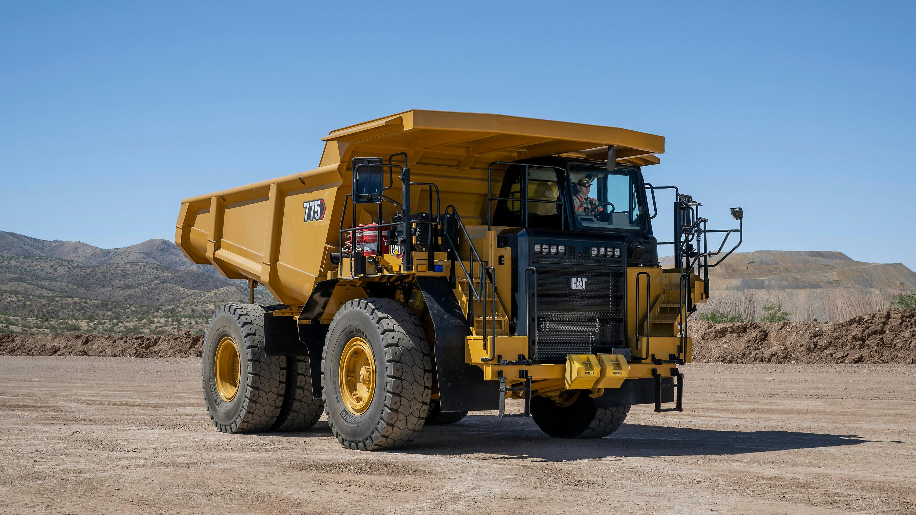 The Caterpillar 775 off-highway truck on a mine site
