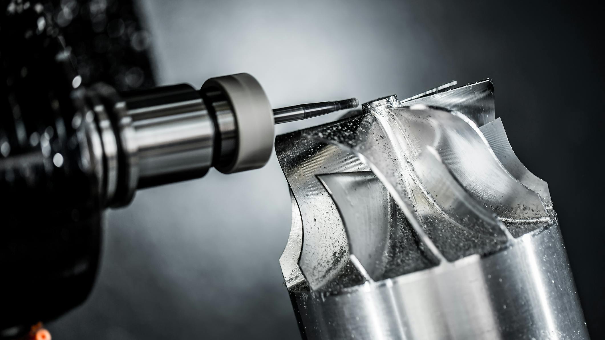 A close up view of metalworking machinery